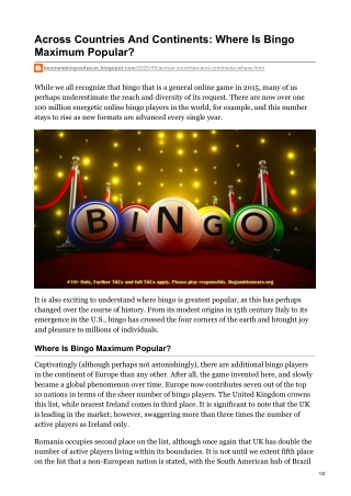 Across Countries And Continents: Where Is Bingo Maximum Popular?