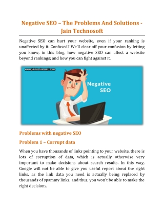 Negative SEO – The Problems And Solutions - Jain Technosoft