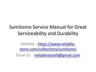 Sumitomo Service Manual for Great Serviceability and Durability