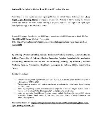 Global Rapid Liquid Printing Market Size, Trends & Analysis with Covid-19 Impact - Forecasts to 2026