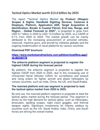 Tactical Optics Market worth $13.0 billion by 2025