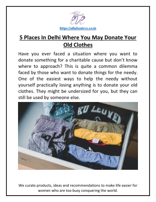 5 Places In Delhi Where You May Donate Your Old Clothes