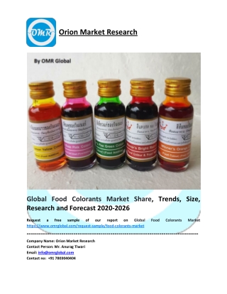 Global Food Colorants Market Growth, Size, Share, Industry Report and Forecast to 2026