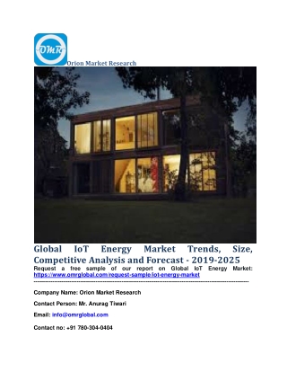 Global IoT Energy Market Trends, Size, Competitive Analysis and Forecast - 2019-2025