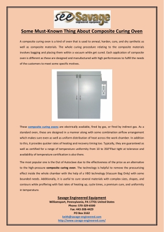 Some Must-Known Thing About Composite Curing Oven