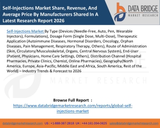 Self-Injections Market Share, Revenue, And Average Price By Manufacturers Shared In A Latest Research Report 2026