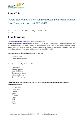 Semiconductor Spintronics Market Size, Status and Forecast 2020-2026