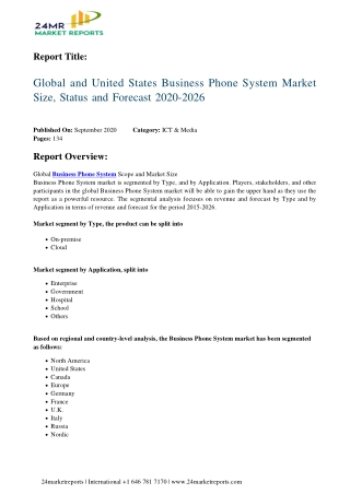 Business Phone System Market Size, Status and Forecast 2020-2026