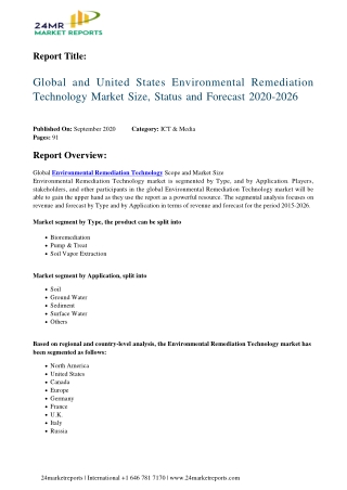 Environmental Remediation Technology Market Size, Status and Forecast 2020-2026