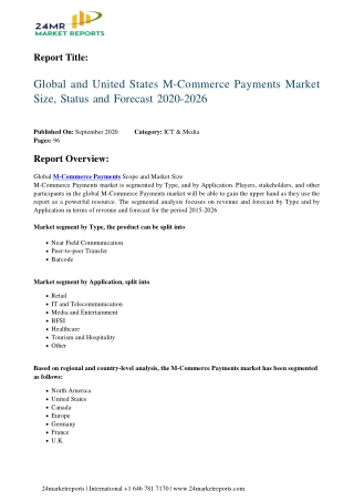 M-Commerce Payments Market Size, Status and Forecast 2020-2026