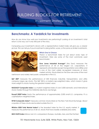 Benchmarks A Yardstick for Investments