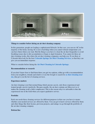 Colorado Springs Air Duct Cleaning Services,