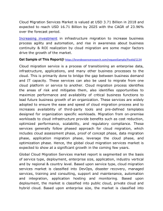 Cloud Migration Services Market 2020 Size, Business Statistics, Trends, Growth and Top Companies Detailed Analysis by Fo