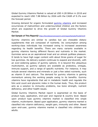 Gummy Vitamins Market 2020 Size, Business Statistics, Trends, Growth and Top Companies Detailed Analysis by Forecast to