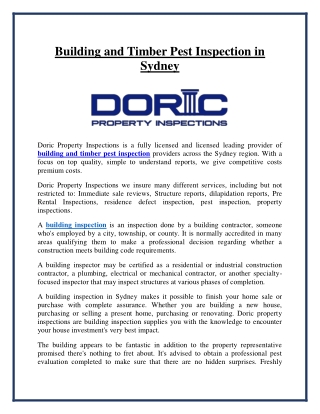 Building and timber pest inspection Sydney