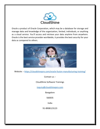 Best Oracle Fusion Cloud Manufacturing Training Course | CloudShine