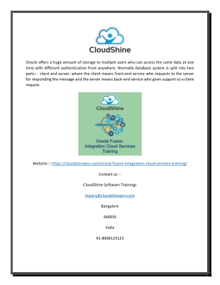 Online Oracle Integration Cloud Service Certification | CloudShine