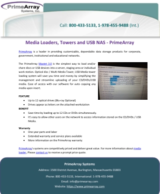 Media Loaders, Towers and USB NAS – PrimeArray