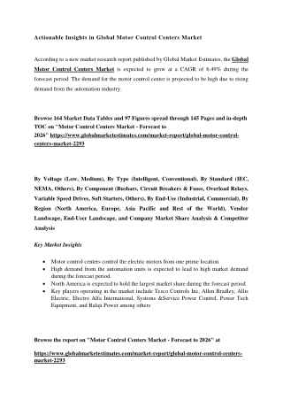 Global Motor Control Centers Market Size & Analysis with COVID-19 Impact - Forecasts 2026
