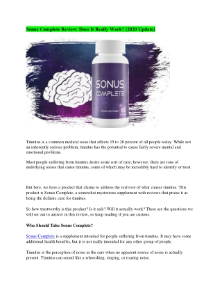 Sonus Complete Supplement Reviews