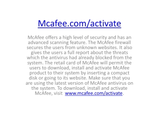 Mcafee.com/Activate - Enter McAfee 25 Digit code - McAfee Activate