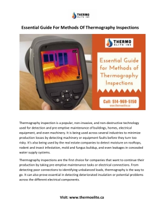 Essential Guide For Methods Of Thermography Inspections