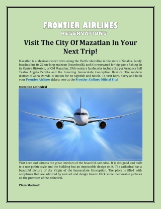 Visit The City Of Mazatlan In Your Next Trip