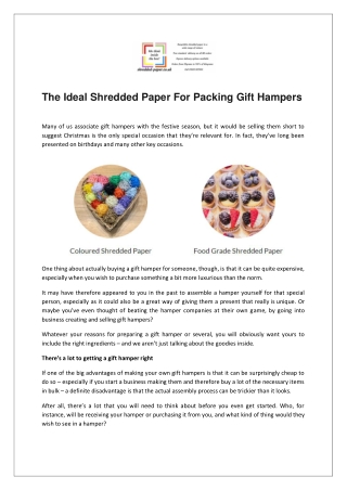 The Ideal Shredded Paper For Packing Gift Hampers