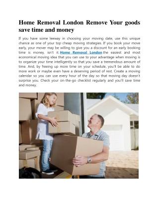 Home Removal London Remove Your goods save time and money