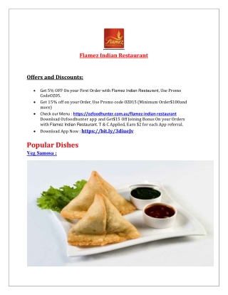 5% Off - Flamez Indian Restaurant Menu Keilor East takeaway, VIC