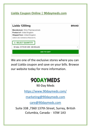 Lialda Coupon Online | 90daymeds.com