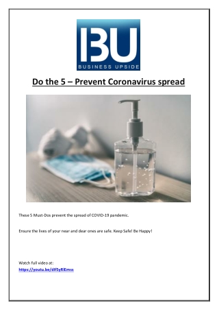 Do the 5 – Prevent Coronavirus spread