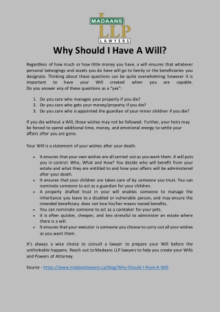 Why Should I Have A Will?