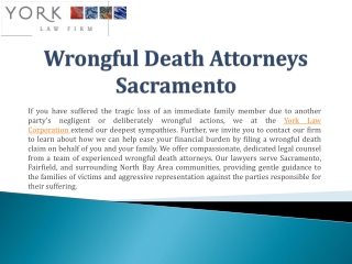 Wrongful Death Attorneys Sacramento, Northern California - York Law Corp