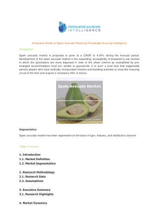 Exhaustive Study on Spain Avocado Market