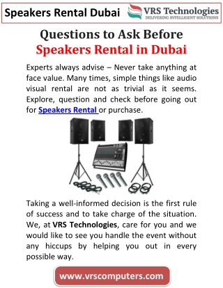 Questions to Ask Before Speakers Rental in Dubai