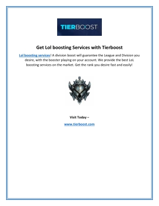 Get Lol boosting Services with Tierboost