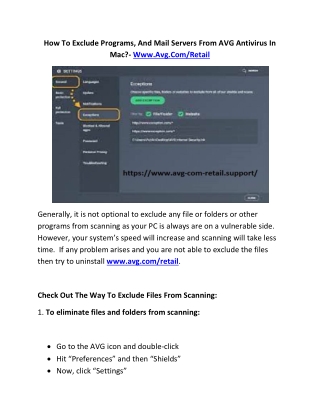 How To Exclude Programs, And Mail Servers From AVG Antivirus In Mac?- Www.Avg.Com/Retail