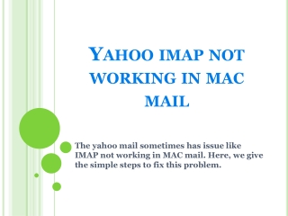 Yahoo IMAP Not Working In MAC Mail