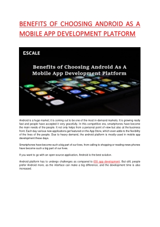 Benefits of Choosing Android As A Mobile App Development Platform