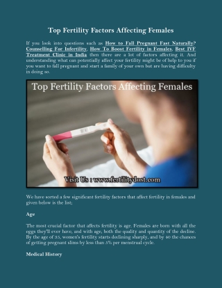 Top Fertility Factors Affecting Females