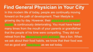 Find General Physician in Your City