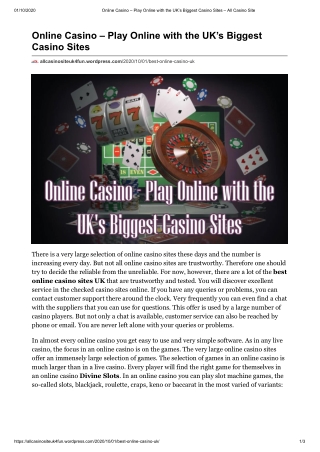 Online Casino – Play Online with the UK’s Biggest Casino Sites