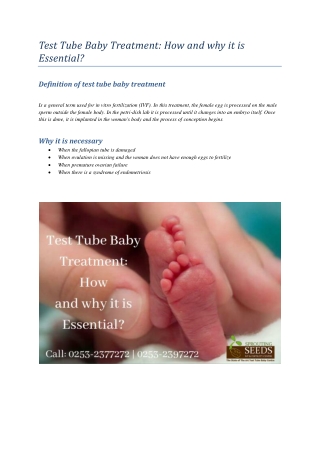 Test Tube Baby Treatment: How and why it is Essential?