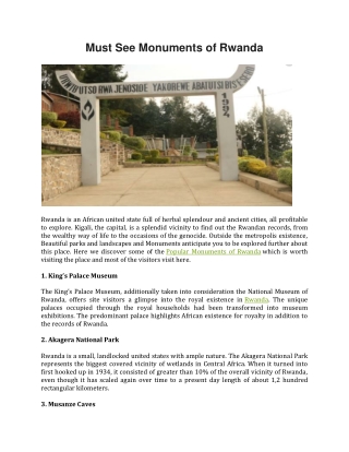 Must See Monuments of Rwanda