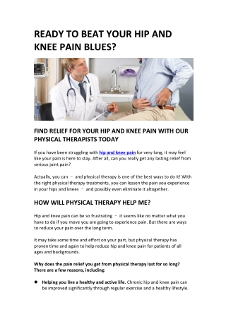 READY TO BEAT YOUR HIP AND KNEE PAIN BLUES?