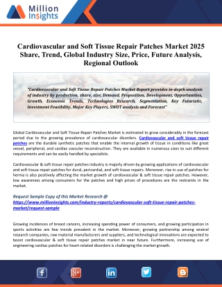 Cardiovascular and Soft Tissue Repair Patches Market 2025 Share, Trend, Global Industry Size, Price, Future Analysis, Re