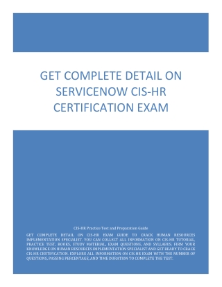 Get Complete Detail on ServiceNow CIS-HR Certification Exam