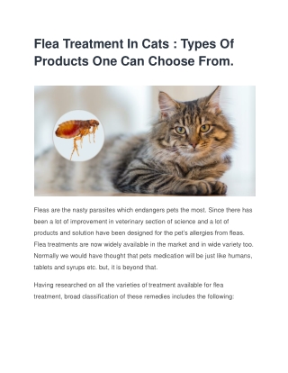 Flea Treatment In Cats : Types Of Products One Can Chose From