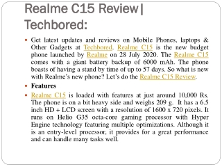 Realme C15 Review| Techbored: